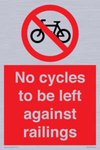 No cycles to be left against railings